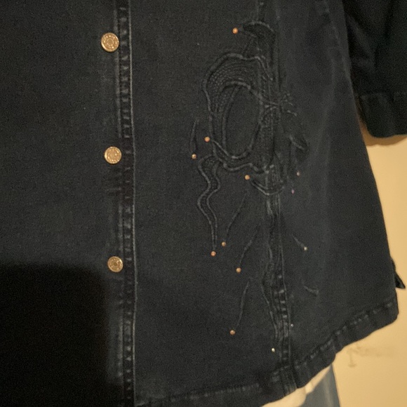 Lafei Nier Women’s Stretch Denim 3/4 Sleeve Shirt Size 14 - Picture 3 of 11